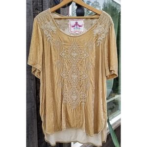JW Johnny Was embroidered velvet blouse